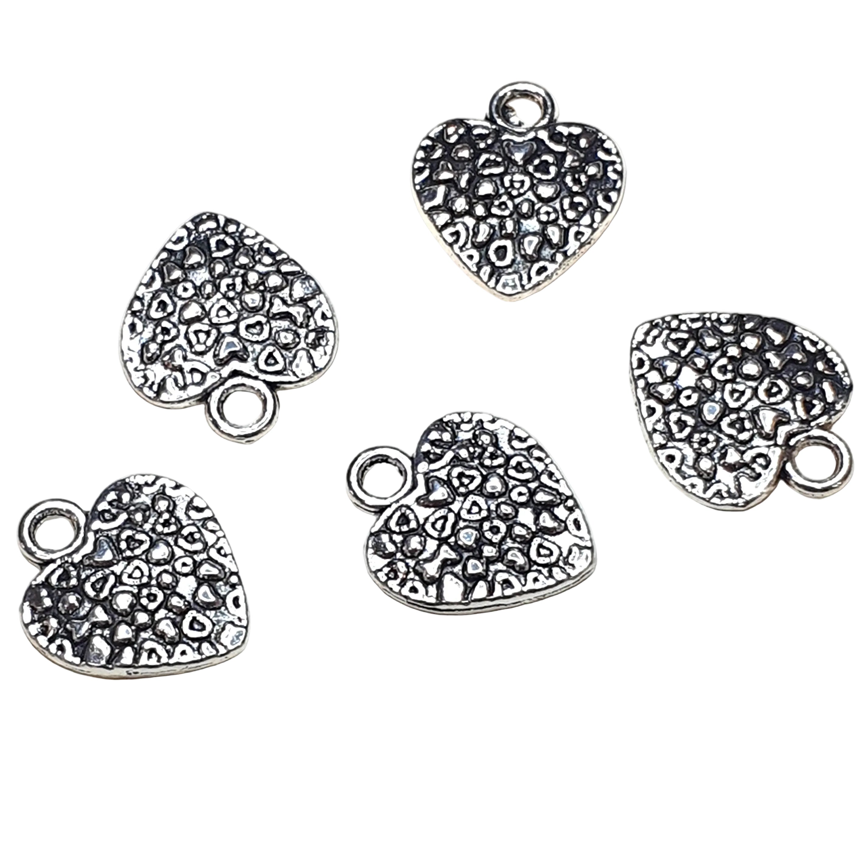 Charm's pendentifs "Cœurs"17.5x10 mm-Argent antique(1pce)