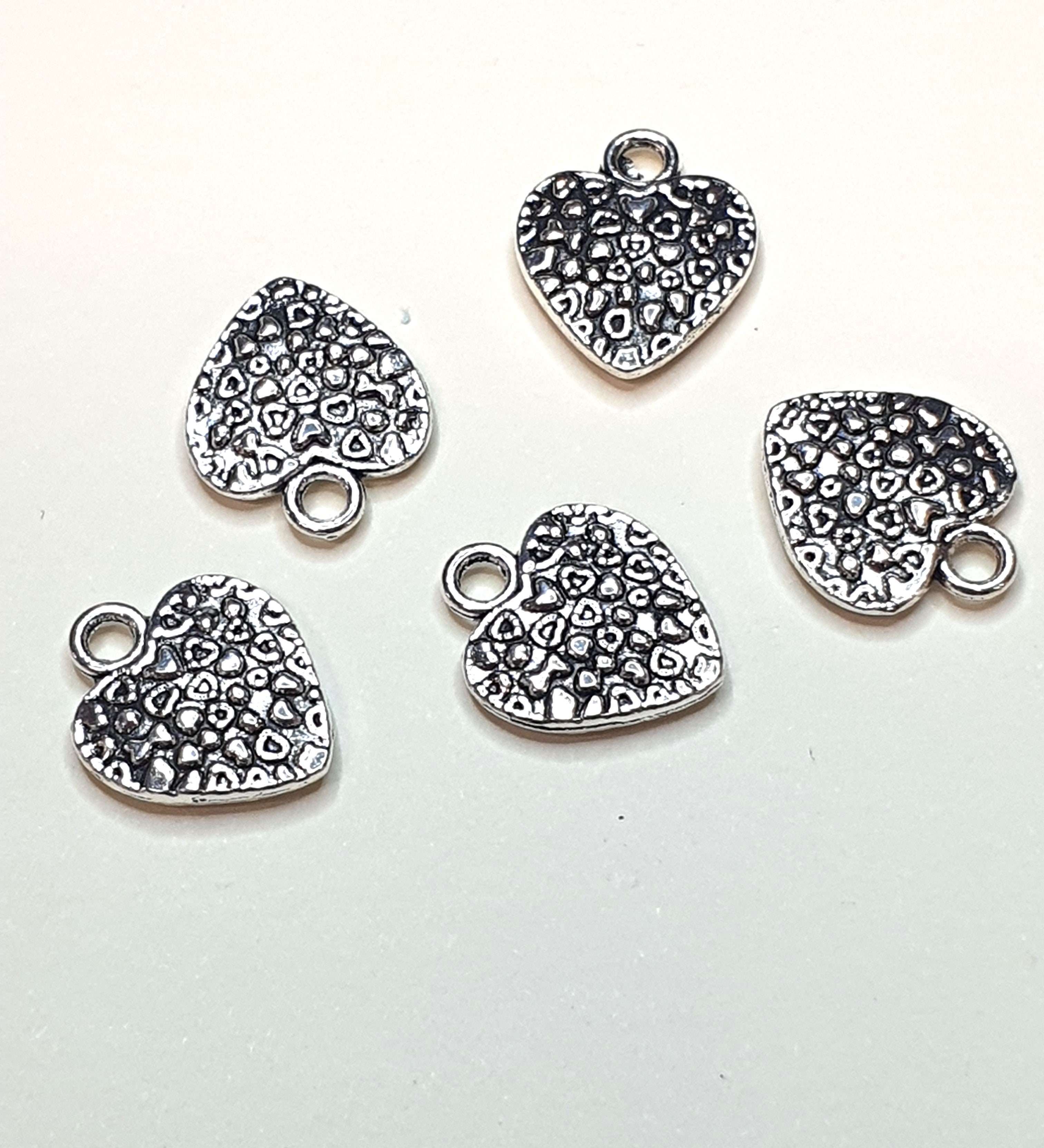 Charm's pendentifs "Cœurs"17.5x10 mm-Argent antique(1pce)