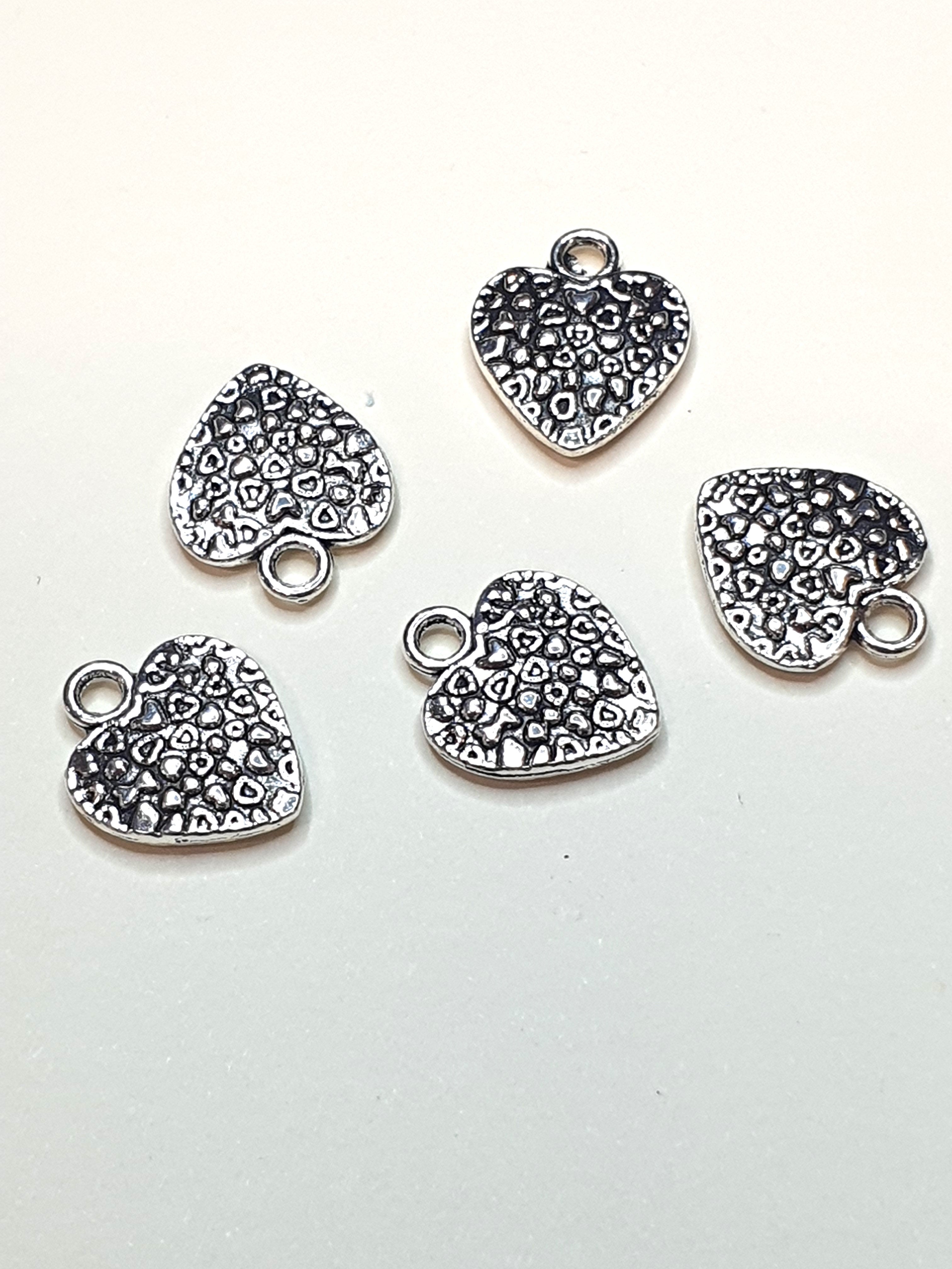 Charm's pendentifs "Cœurs"17.5x10 mm-Argent antique(1pce)