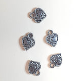 Charm's "3 Cœurs gravés"13.5x10 mm-Argent antique(1pce)