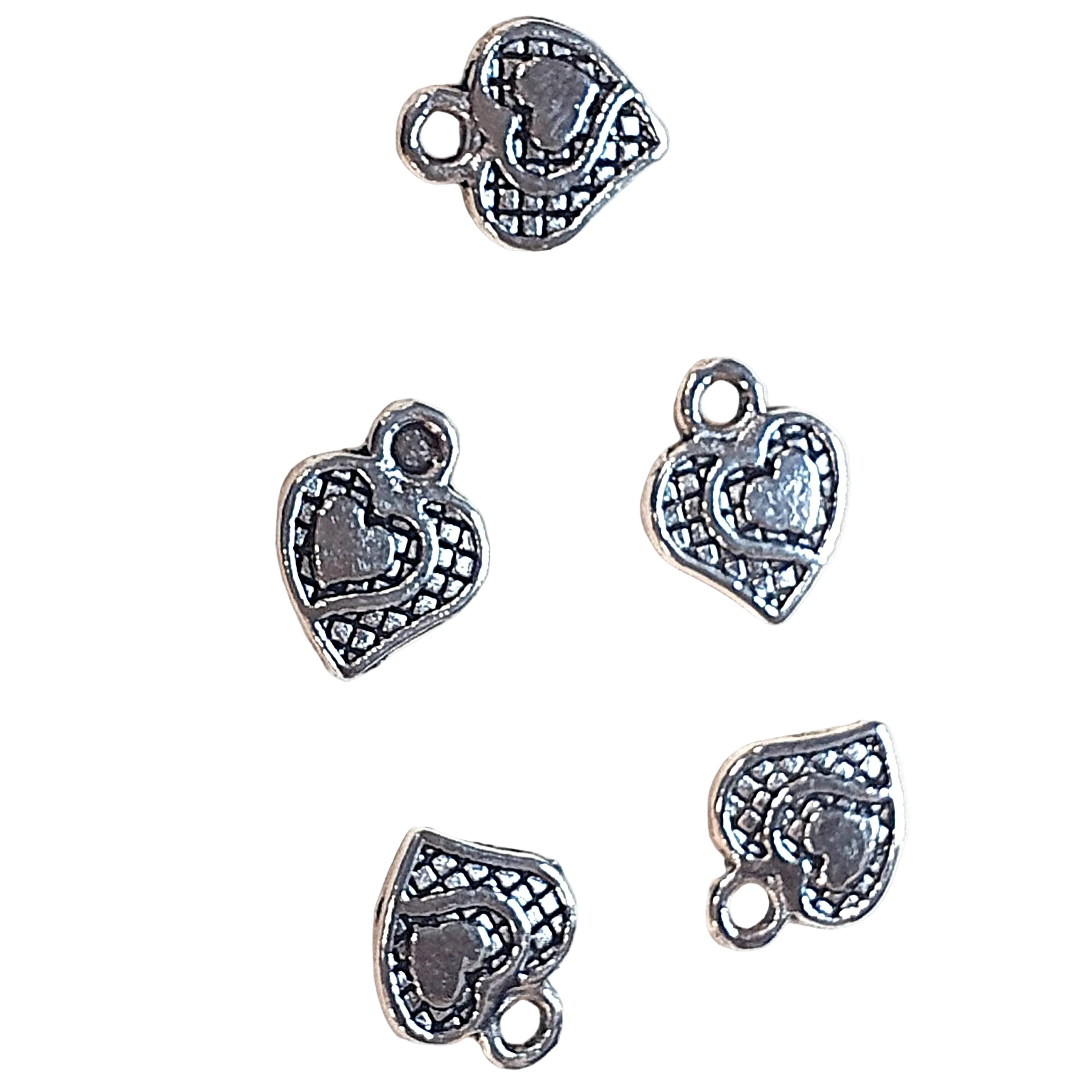 Charm's "3 Cœurs gravés"13.5x10 mm-Argent antique(1pce)
