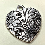 Charm's  "Cœur & Fleur "20x10 mm  - Argent antique (1pce)