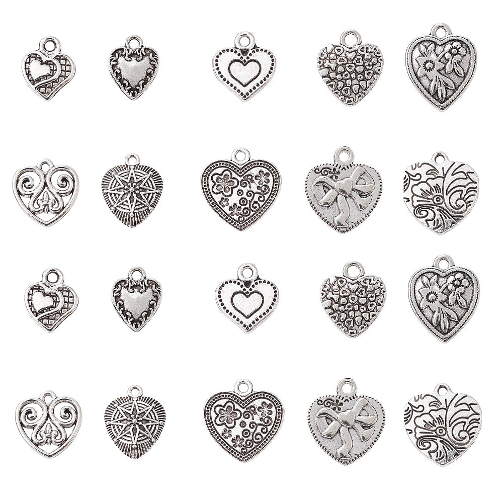 Charm's pendentifs "Cœur & Etoile"16x10 mm - Argent antique (1pce)