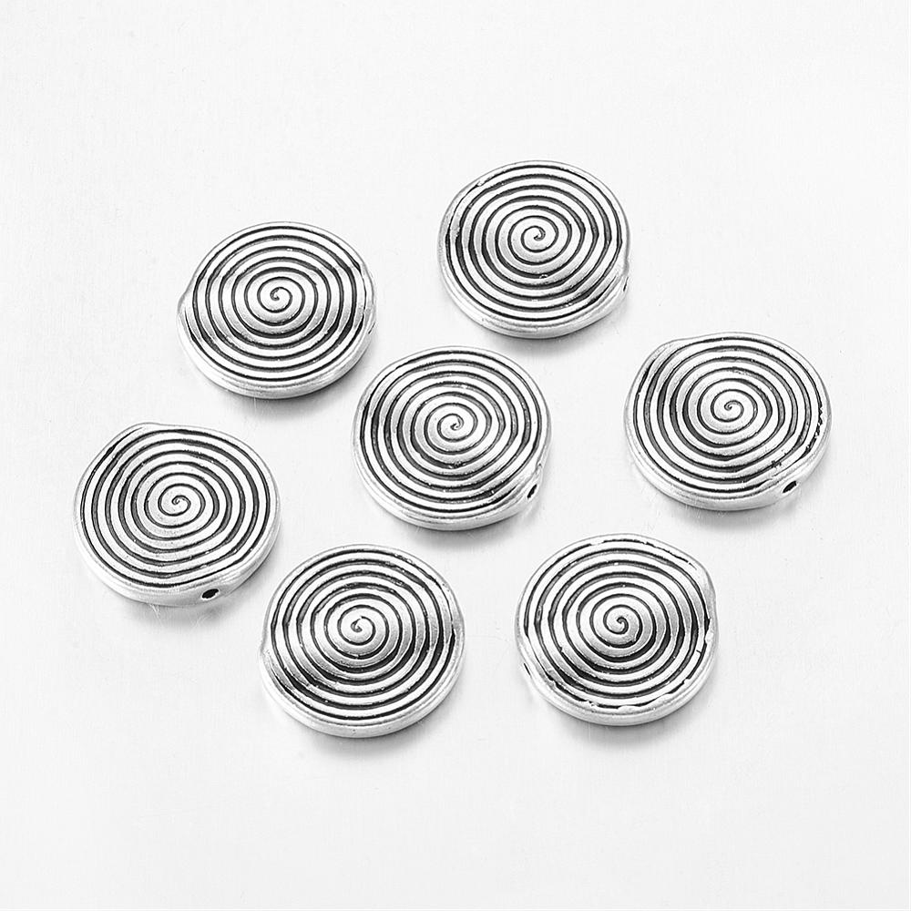 Perle spirale en alliage de style tibétain - Argent antique (1 pce)