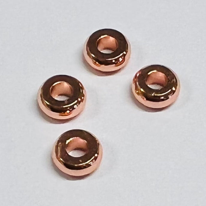Perles rondes plates - séparateurs Or rose (20 pces)