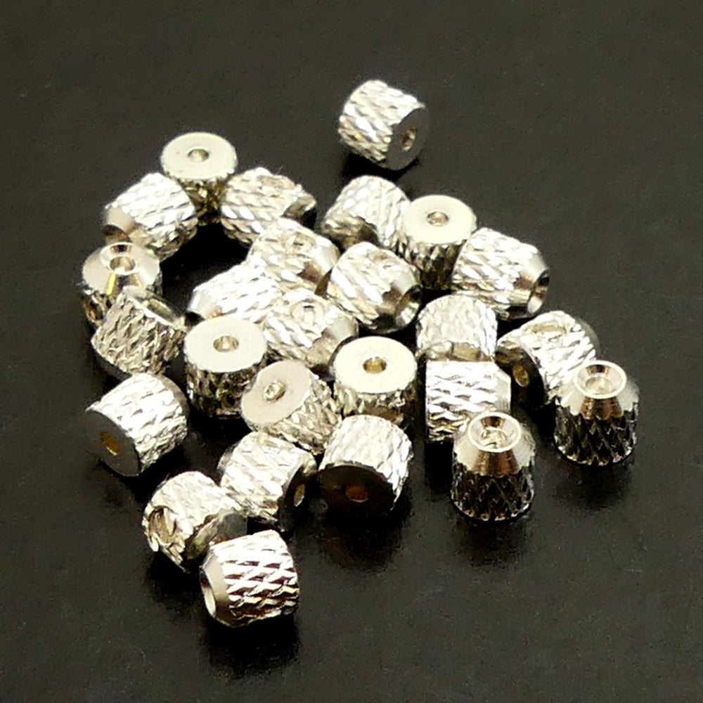 Perle à visser striée Argent (3 pces)