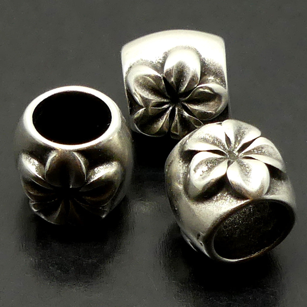 Perle à Glisser - Tube avec fleur en métal