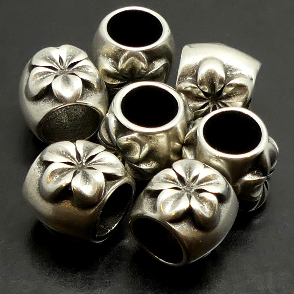 Perle à Glisser - Tube avec fleur en métal