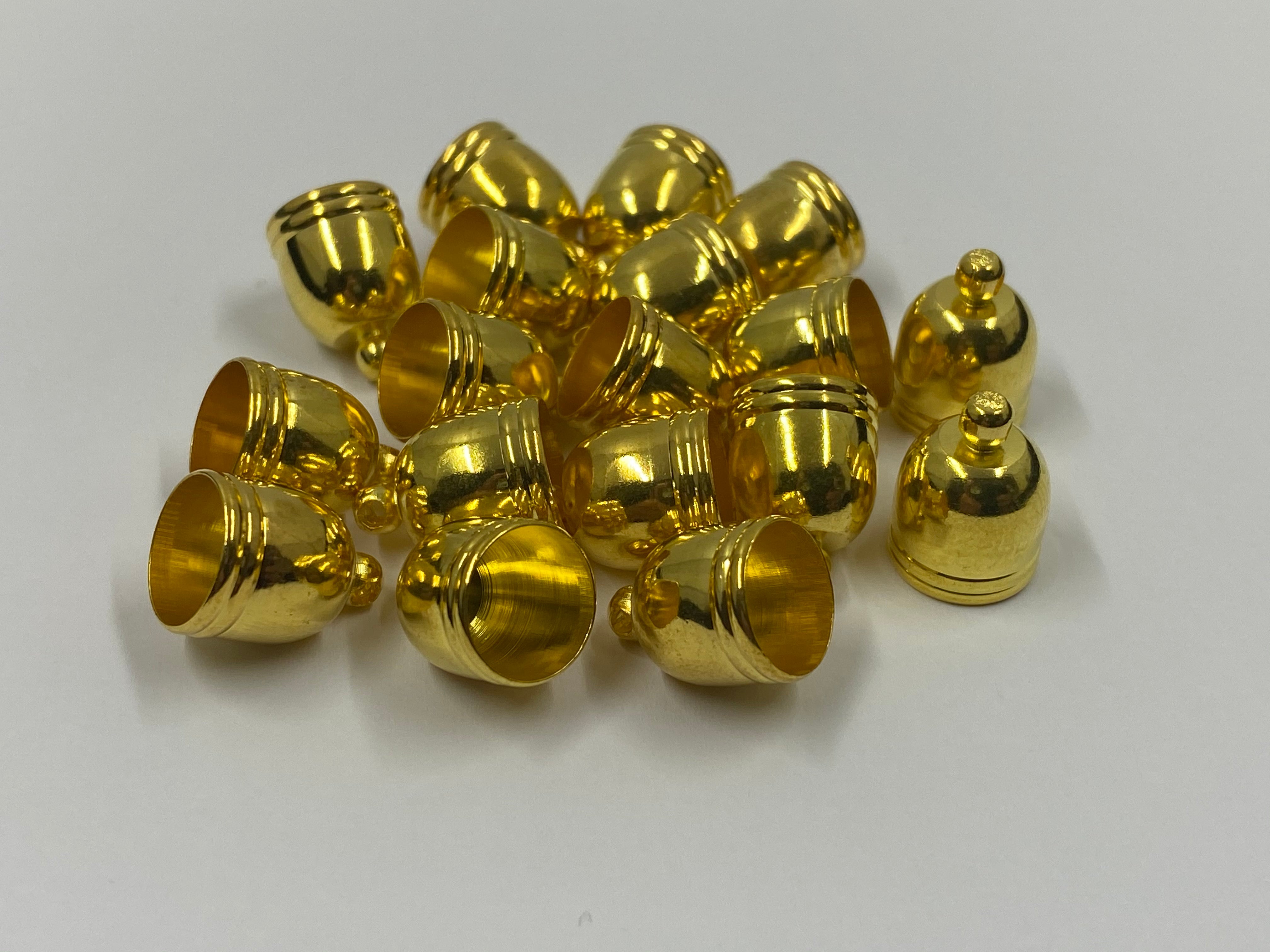 Calotte - Ovale en métal doré avec rayure 8 mm (2 pces)