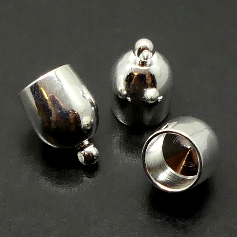 Calotte - Ovale en métal argenté 8 mm (2 pces)