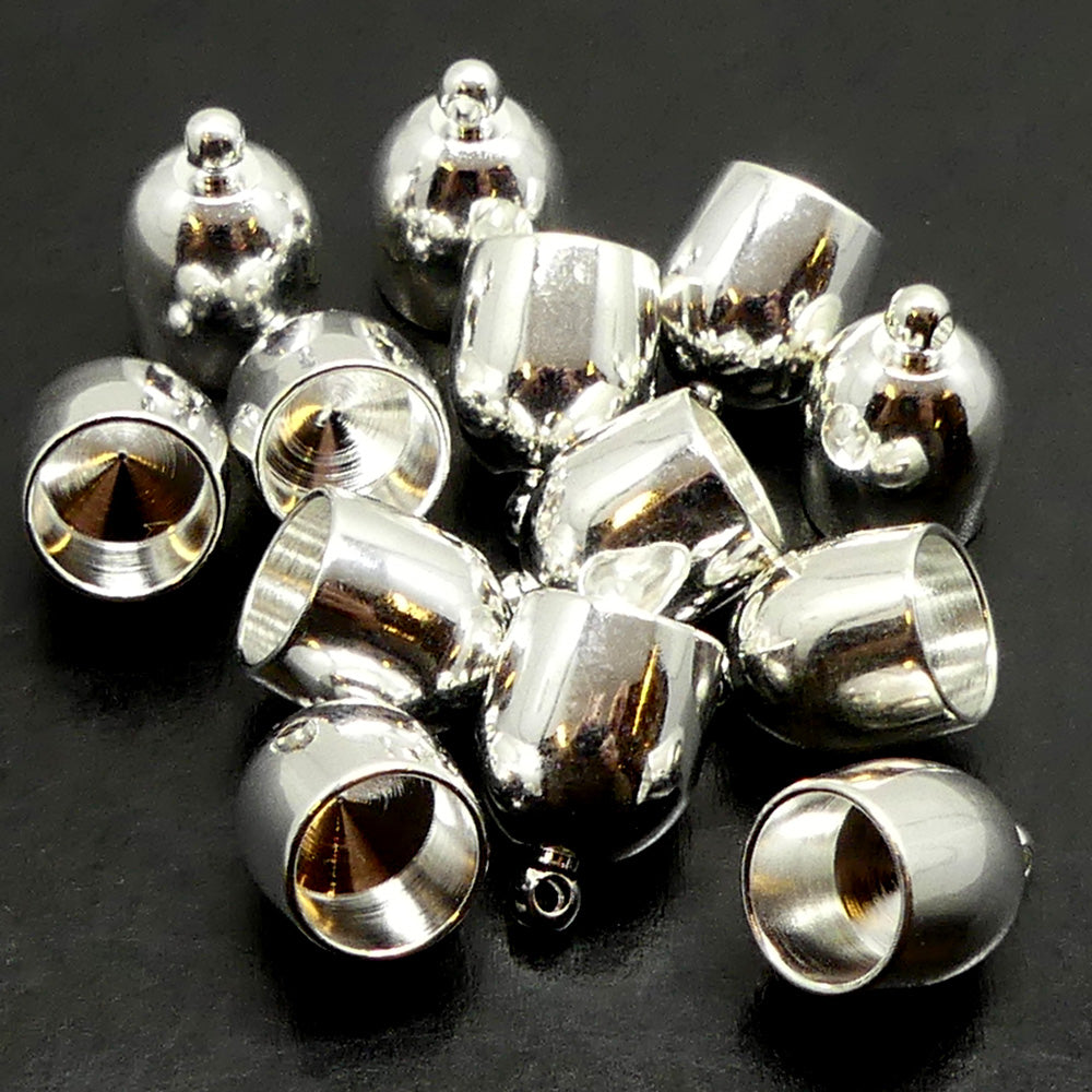 Calotte - Ovale en métal argenté 8 mm (2 pces)