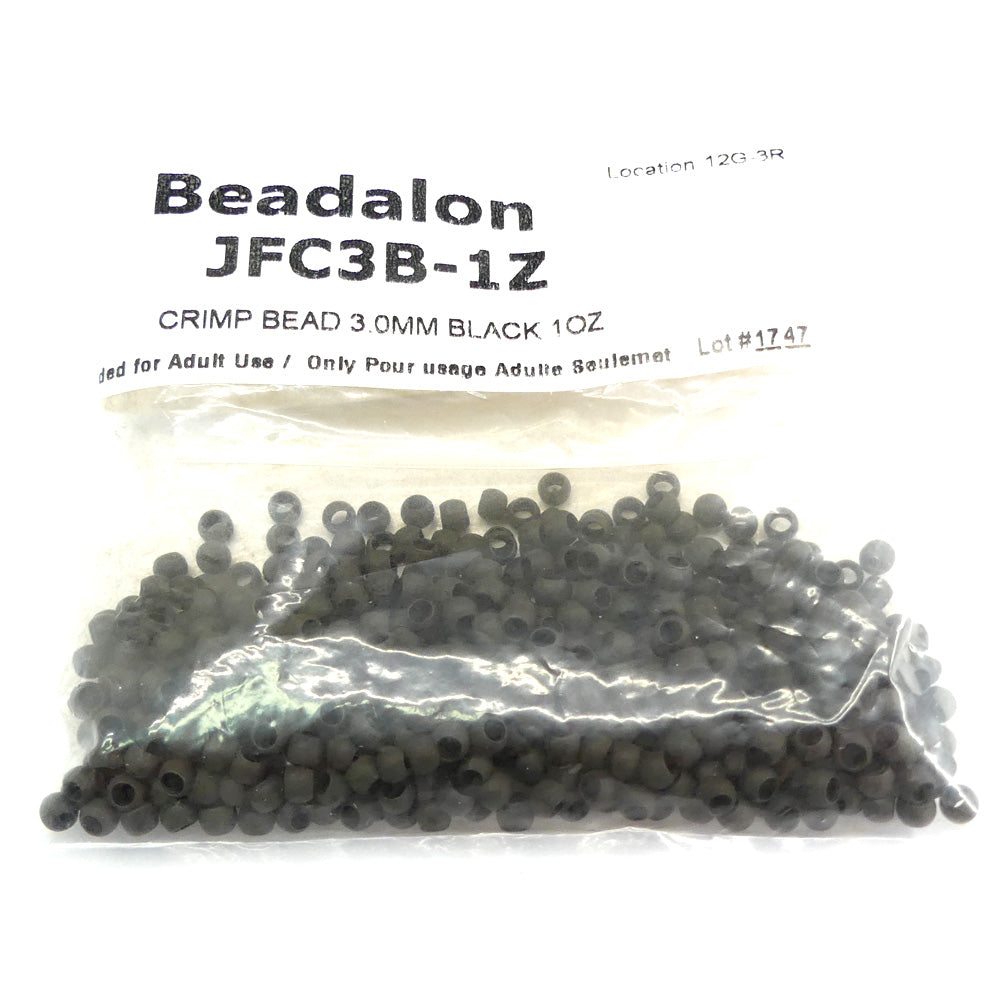Perle à écraser - Noir 3 mm