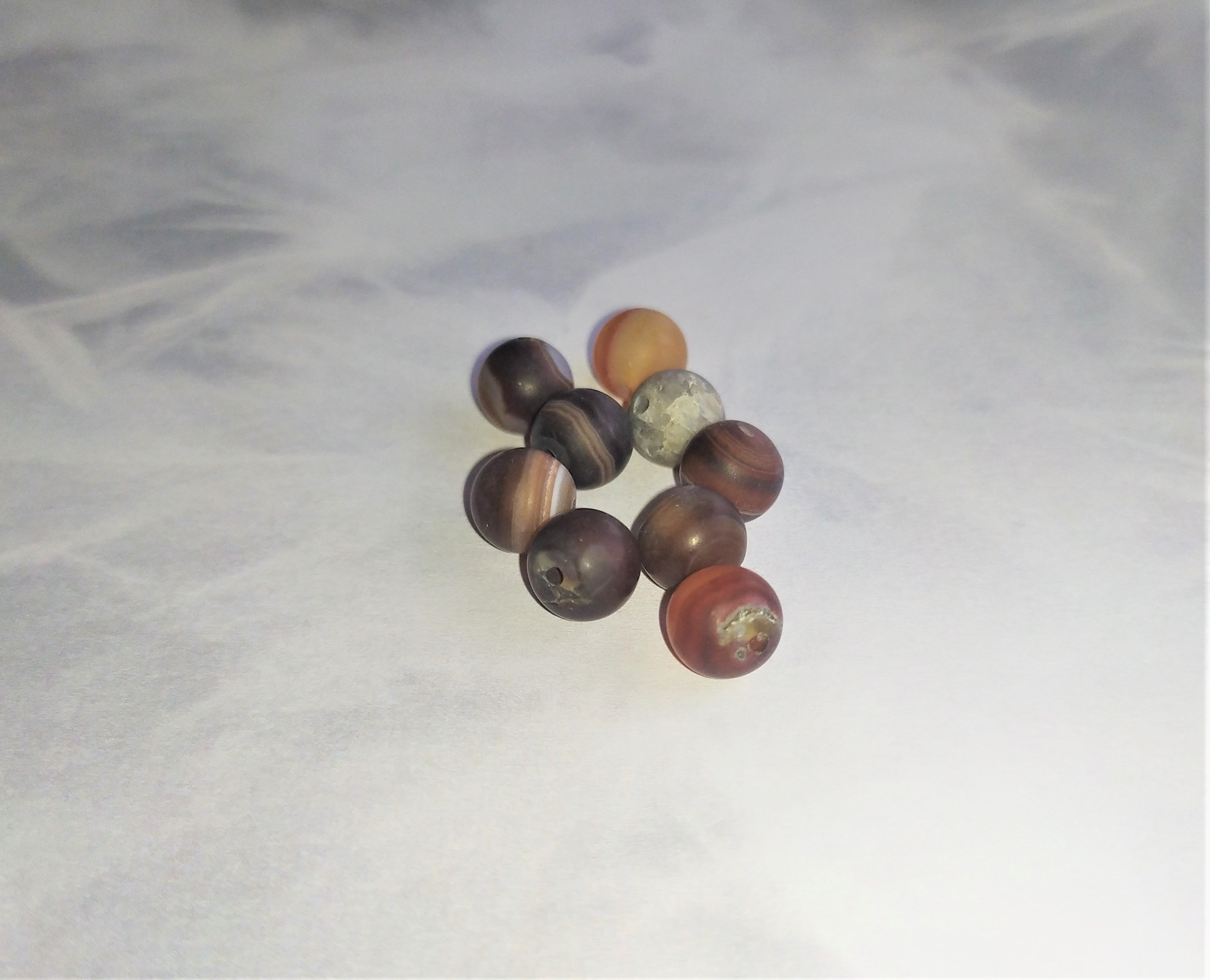 Ronde 8 - Agate à bandes naturelles teintées (10pces)