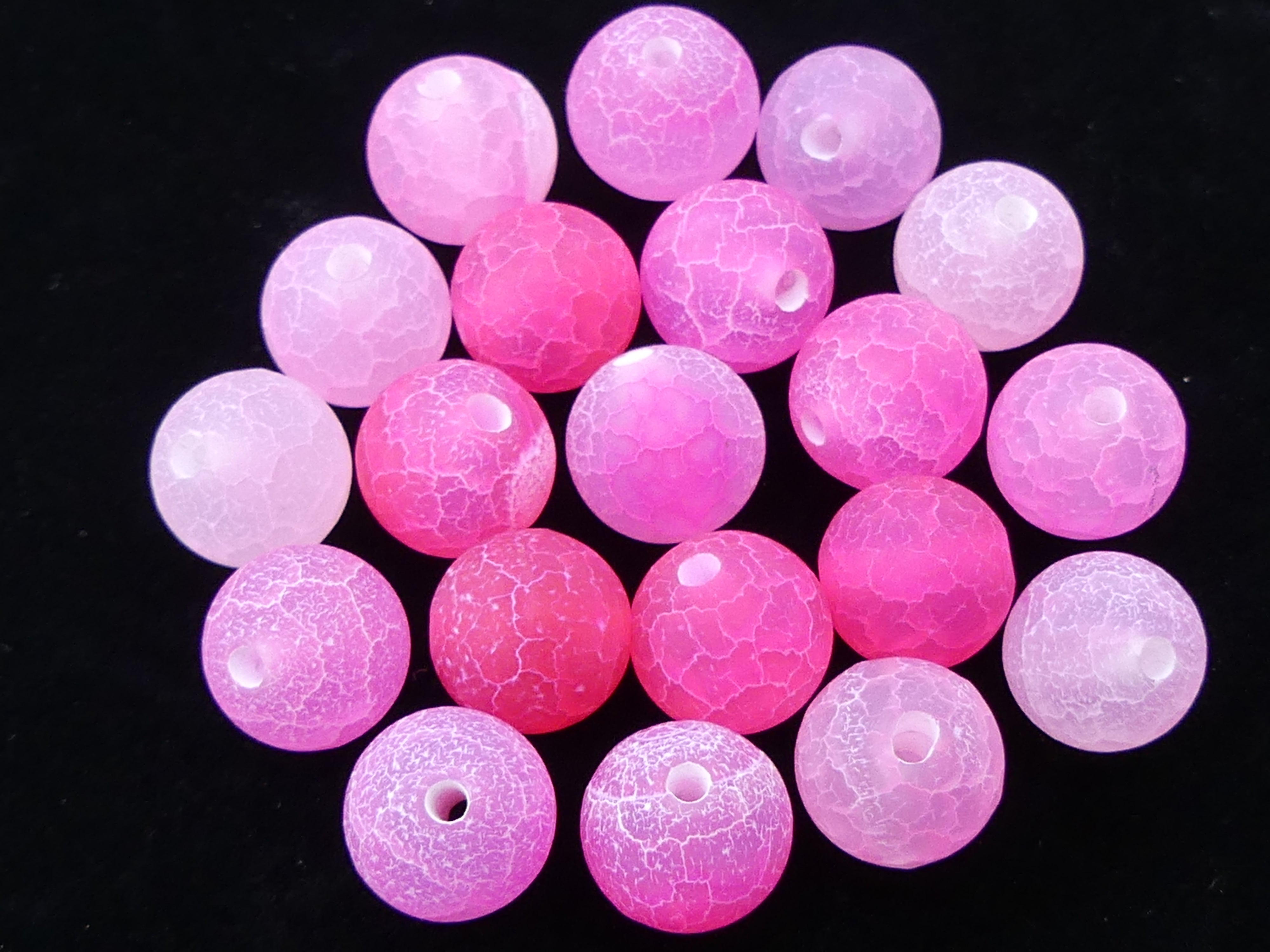 Ronde 8 - Agate de Feu givrée Fuchsia (10 pces)