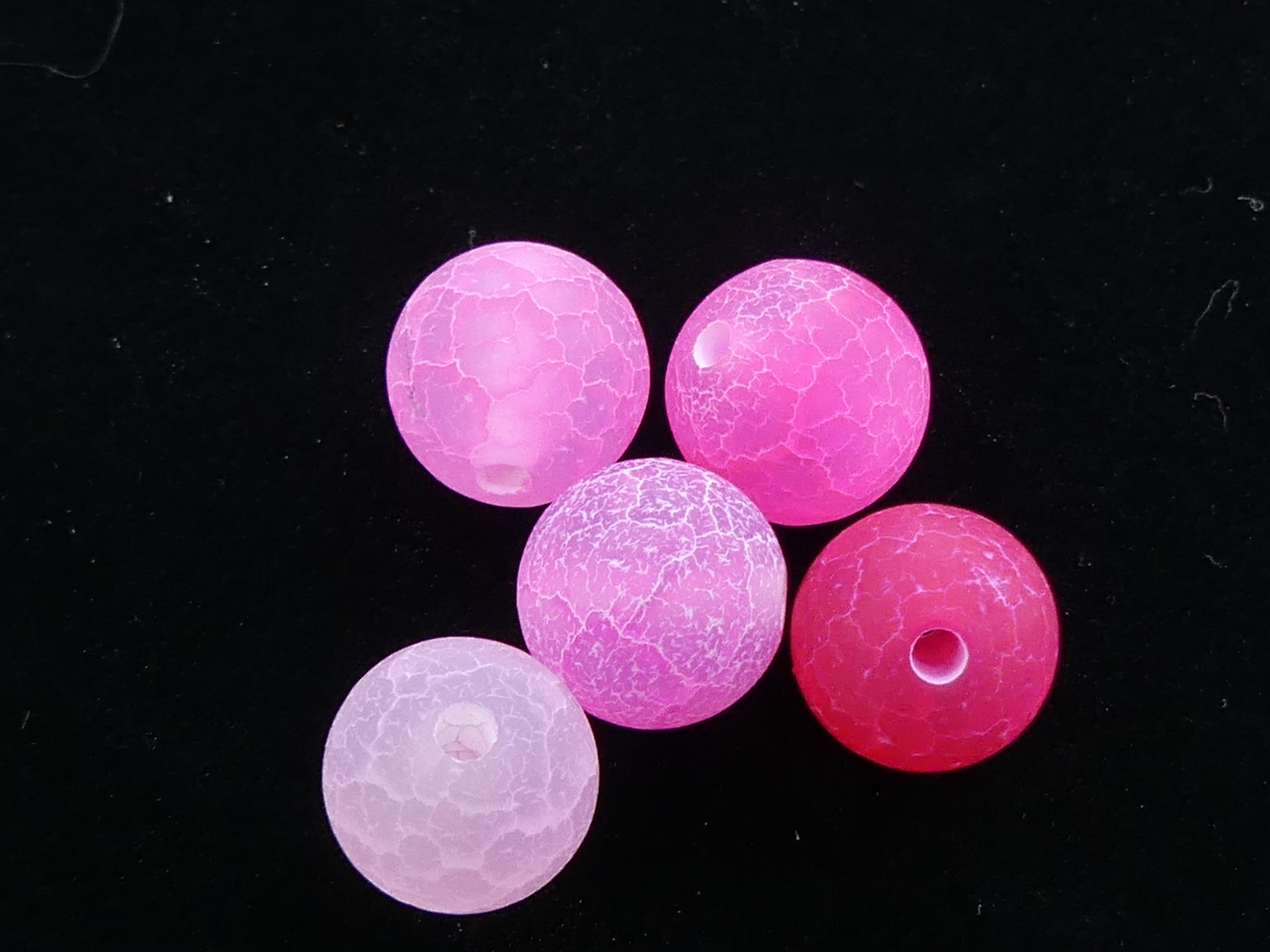 Ronde 10 - Agate de feu Fuchsia givrée (5 pces)