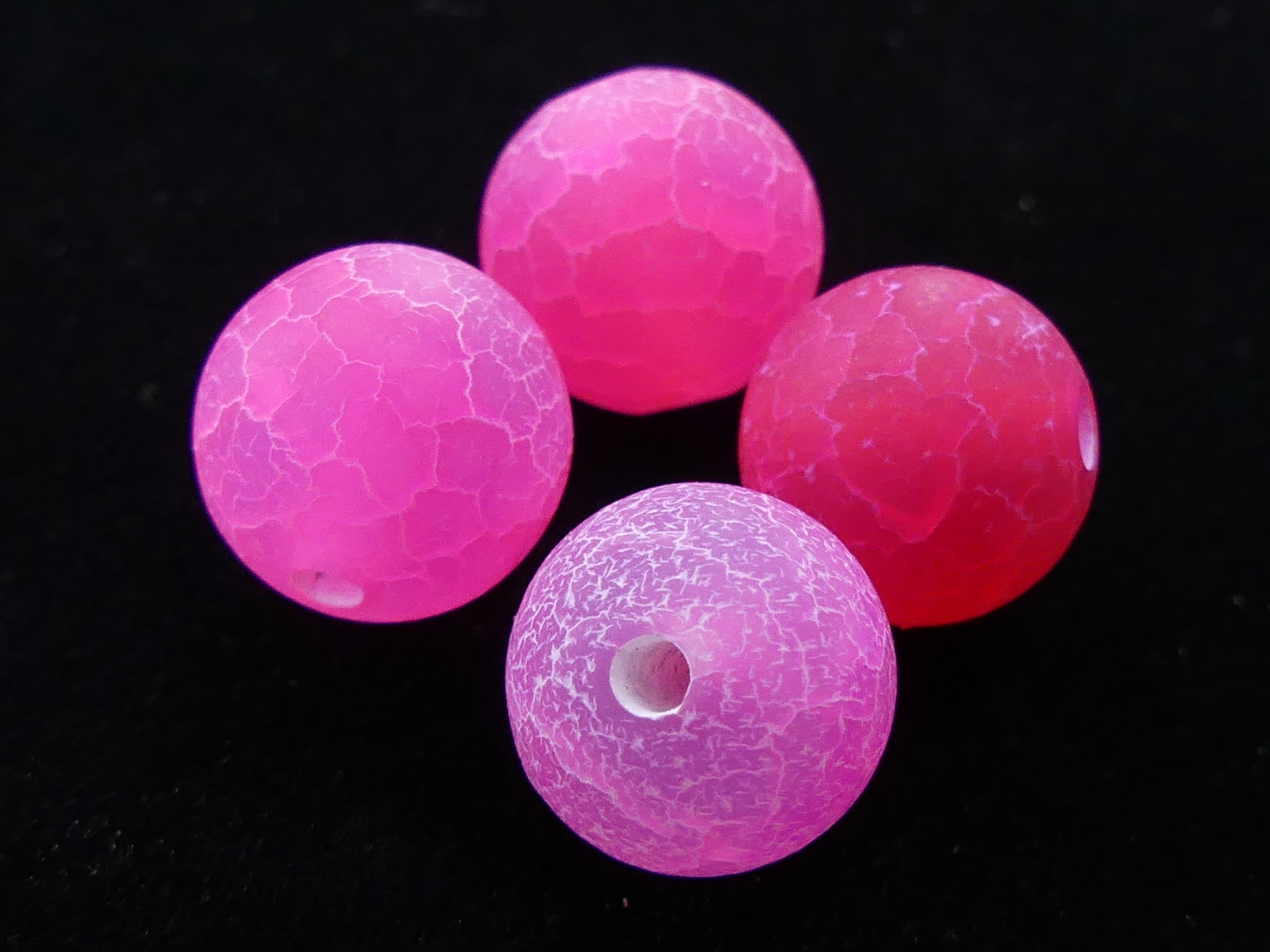 Ronde 10 - Agate de feu Fuchsia givrée (5 pces)