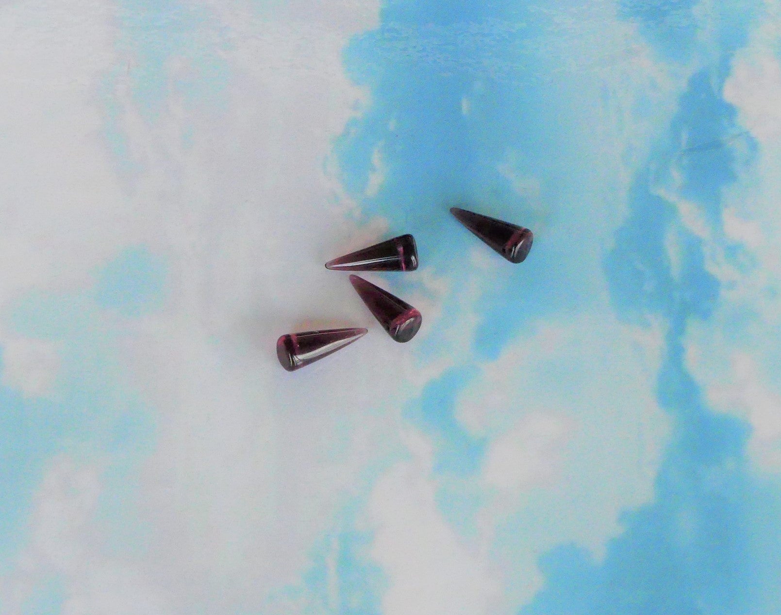  Perle Pointe en verre pressé -  Violet - Améthyste - 1 pce