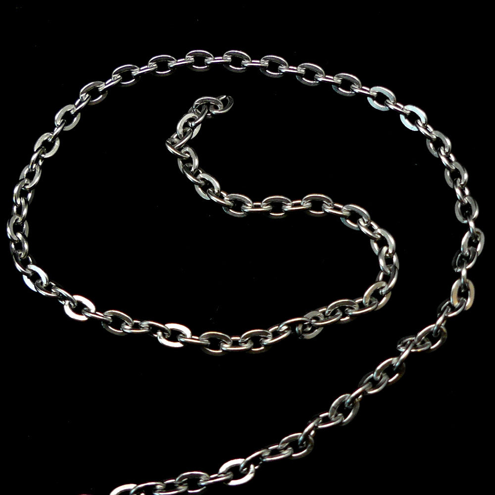 Chaîne en acier inoxydable plaquée argent brillant 4 x 3.3 mm (au mètre)