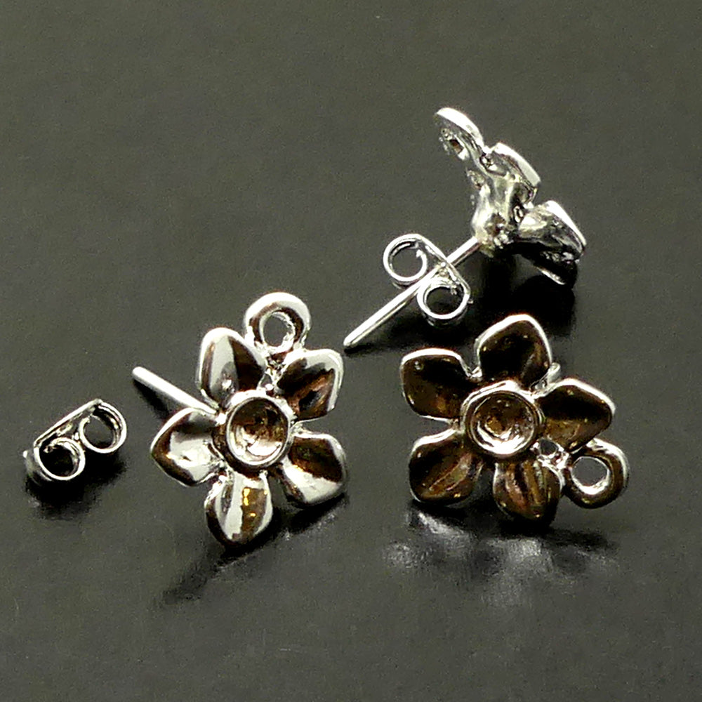 Clou Fleur argent (par paire)