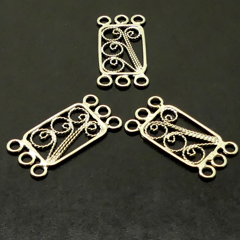 Chandelier-connecteur Rectangle 3:3 métal argenté antique (à la pièce)