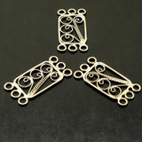 Chandelier-connecteur Rectangle 3:3 métal argenté antique (à la pièce)