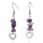Boucles d'oreilles "Coeur & Améthyste naturel"- Violet (1 paire)