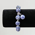 Bracelet de perles précieuses 12 mm - Bleu-Blanc  (1 pce)