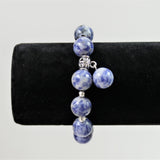 Bracelet de perles précieuses 12 mm - Bleu-Blanc  (1 pce)