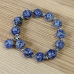 Bracelet de perles précieuses 12 mm - Bleu-Blanc  (1 pce)