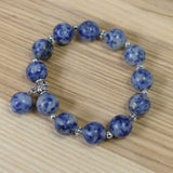 Bracelet de perles précieuses 12 mm - Bleu-Blanc  (1 pce)