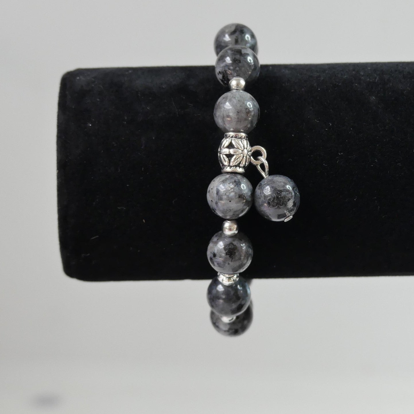 Bracelets de perles, 10mm - Noir-Gris (1 pce)
