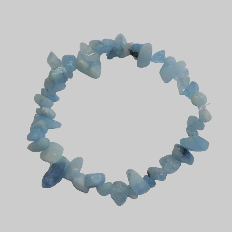 Bracelet extensible en perles d'Aigue-marine naturelle  - 1pièce
