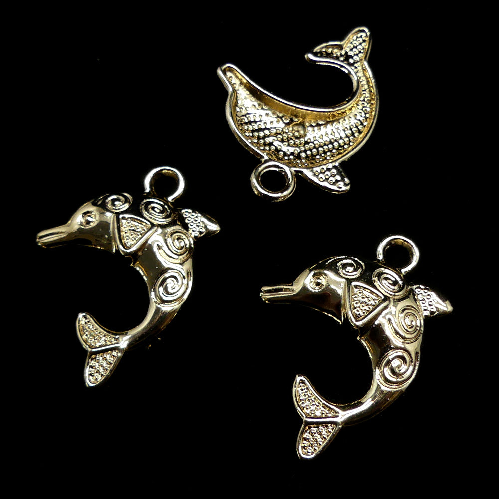 Charms - Dauphin doré rose (1 pce)