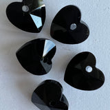 Cœur de verre à facettes - Noir (2pces)