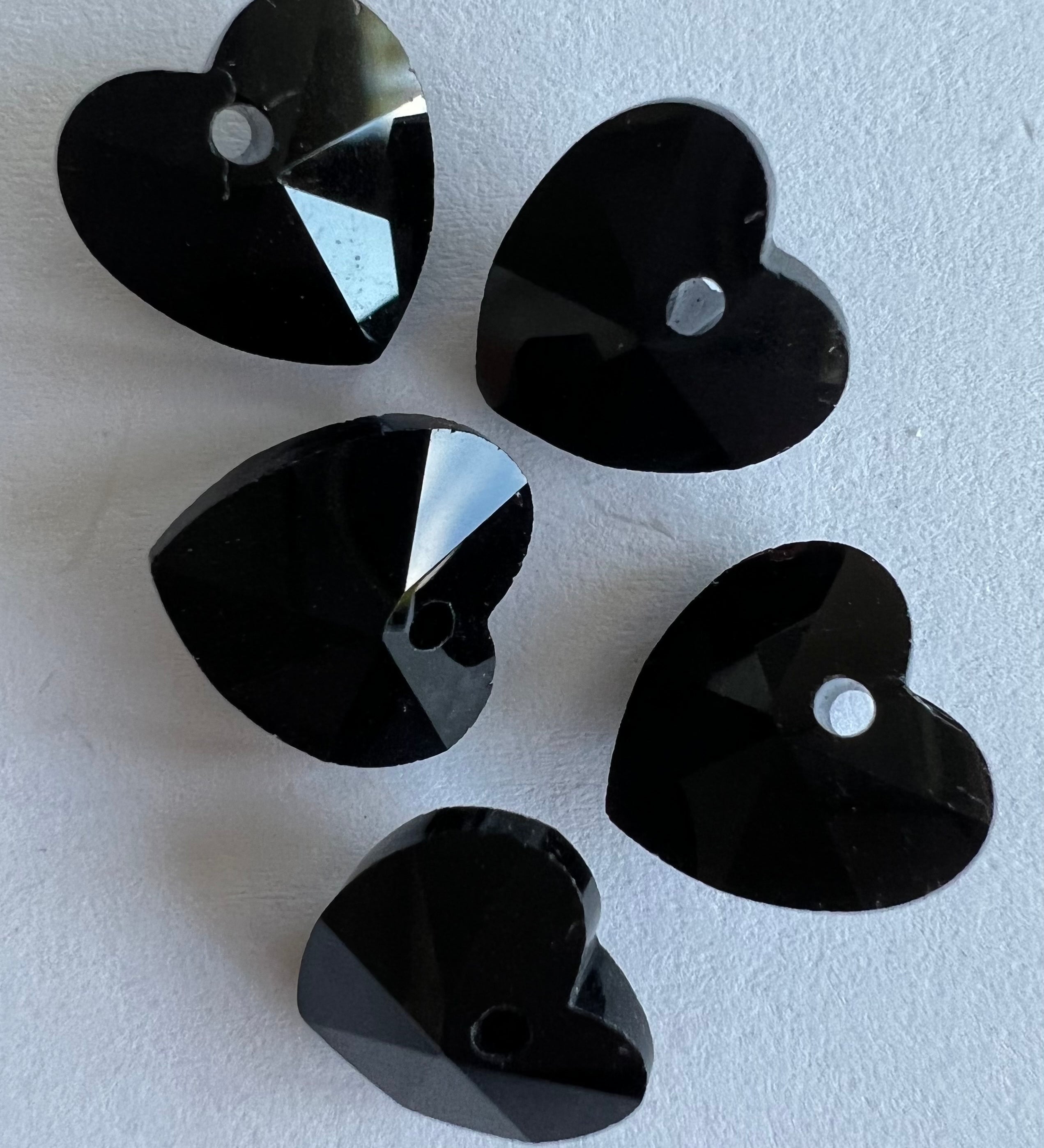 Cœur de verre à facettes - Noir (2pces)