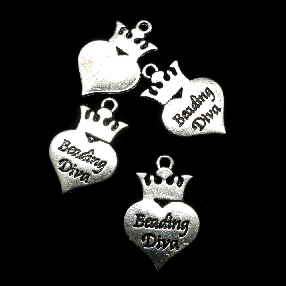 Charms - Coeur "Beading Diva" (1 pce)