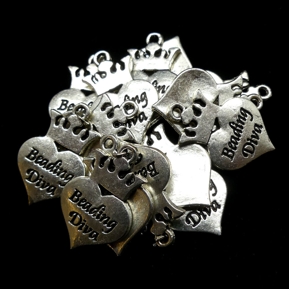Charms - Coeur "Beading Diva" (1 pce)