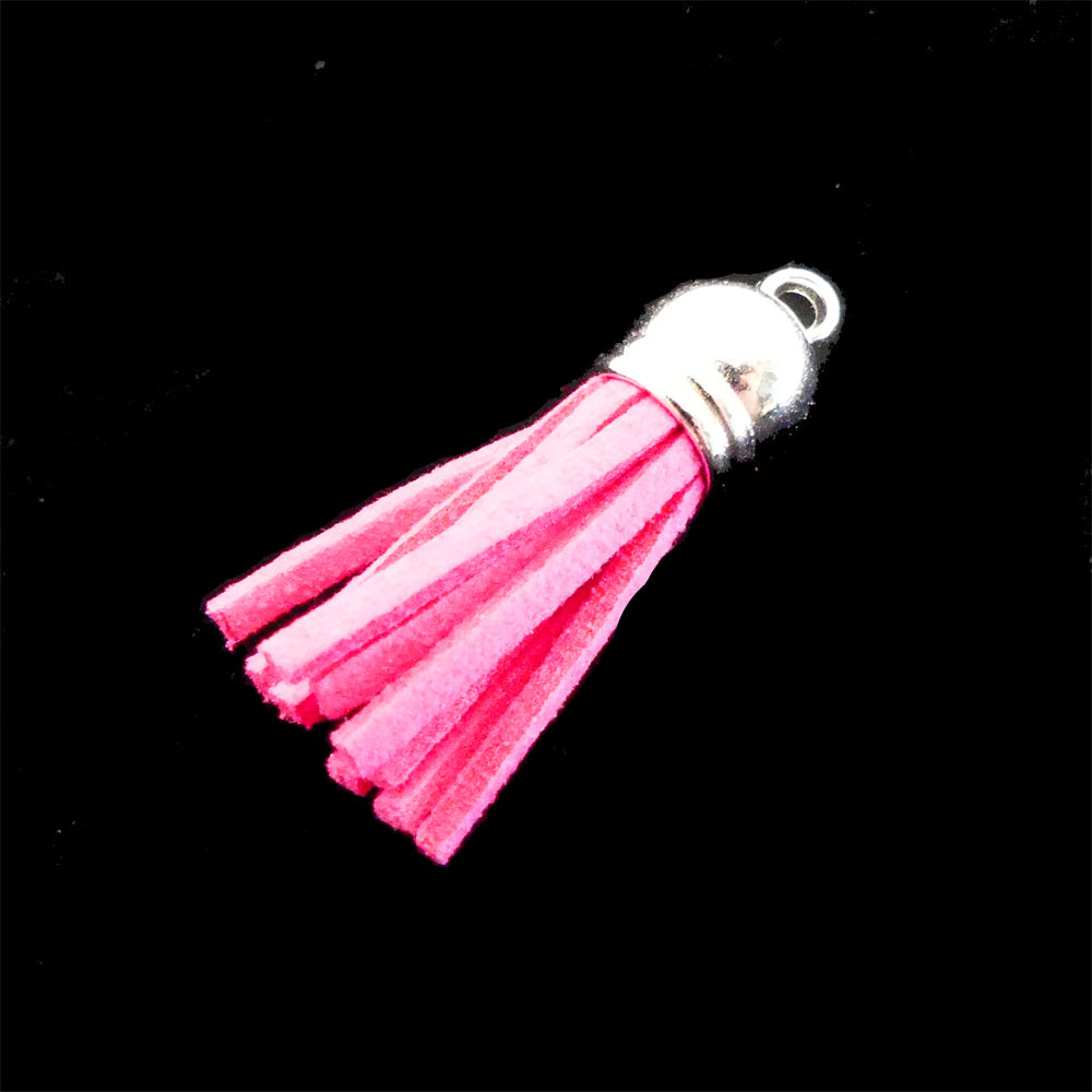 Pompon en cuir Fuchsia (1 pce)