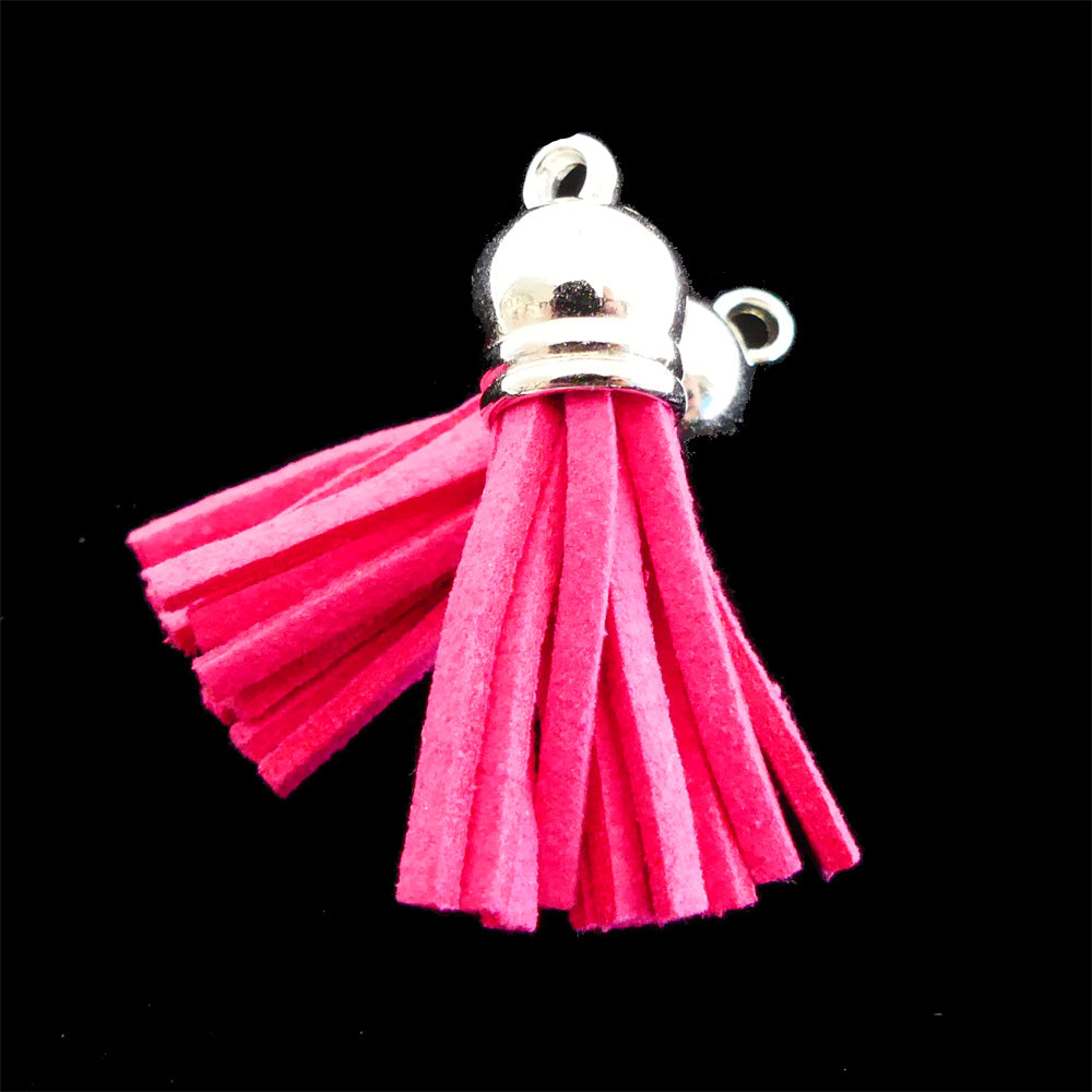 Pompon en cuir Fuchsia (1 pce)