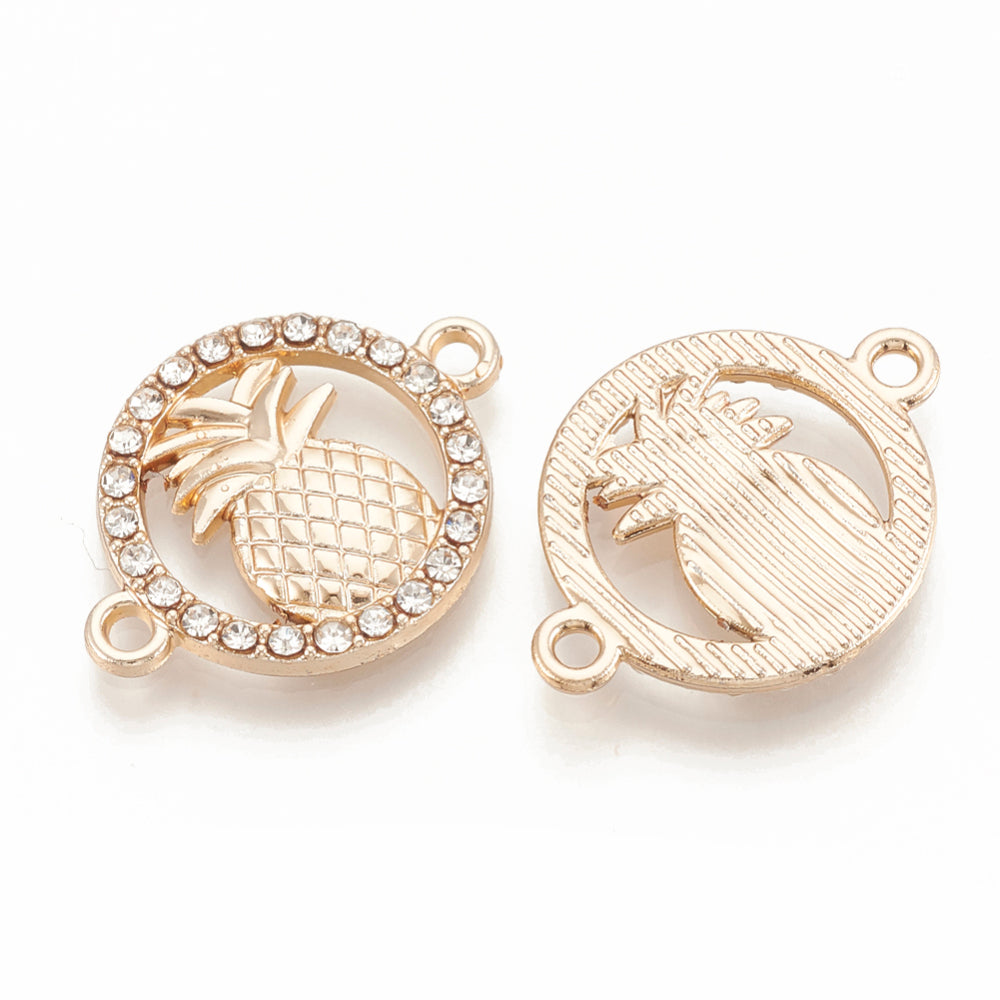Connecteur de lien "Ananas et Strass" - Or clair - 1pc