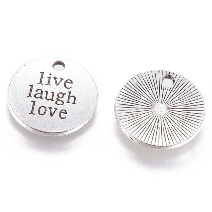 Pendentif "Live laugh Love " - Argent (2 pces)
