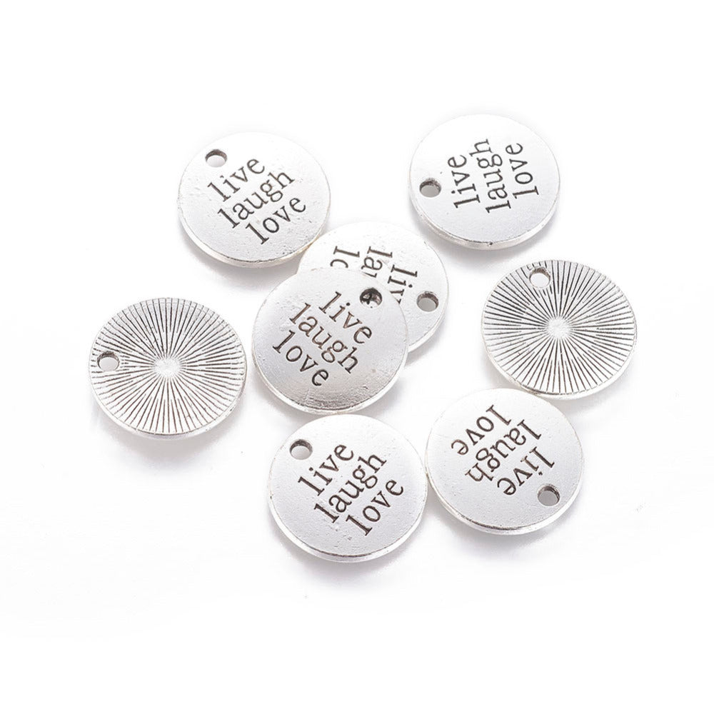 Pendentif "Live laugh Love " - Argent (2 pces)