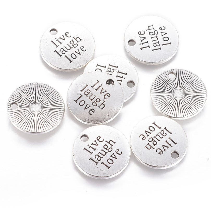 Pendentif "Live laugh Love " - Argent (2 pces)