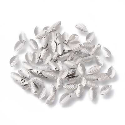 Breloque feuille en acier inoxydable (5pces)
