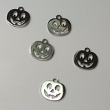 Breloque en acier inoxydable, Halloween, citrouille jack-o'-lantern, métallisé (1 pce)