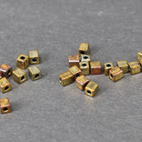 Perle carrée Miyuki Métallique Or Iris (3mm)