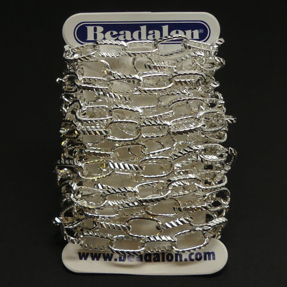 Chaîne Beadalon martelé allongé argentée (1.4 mètres)