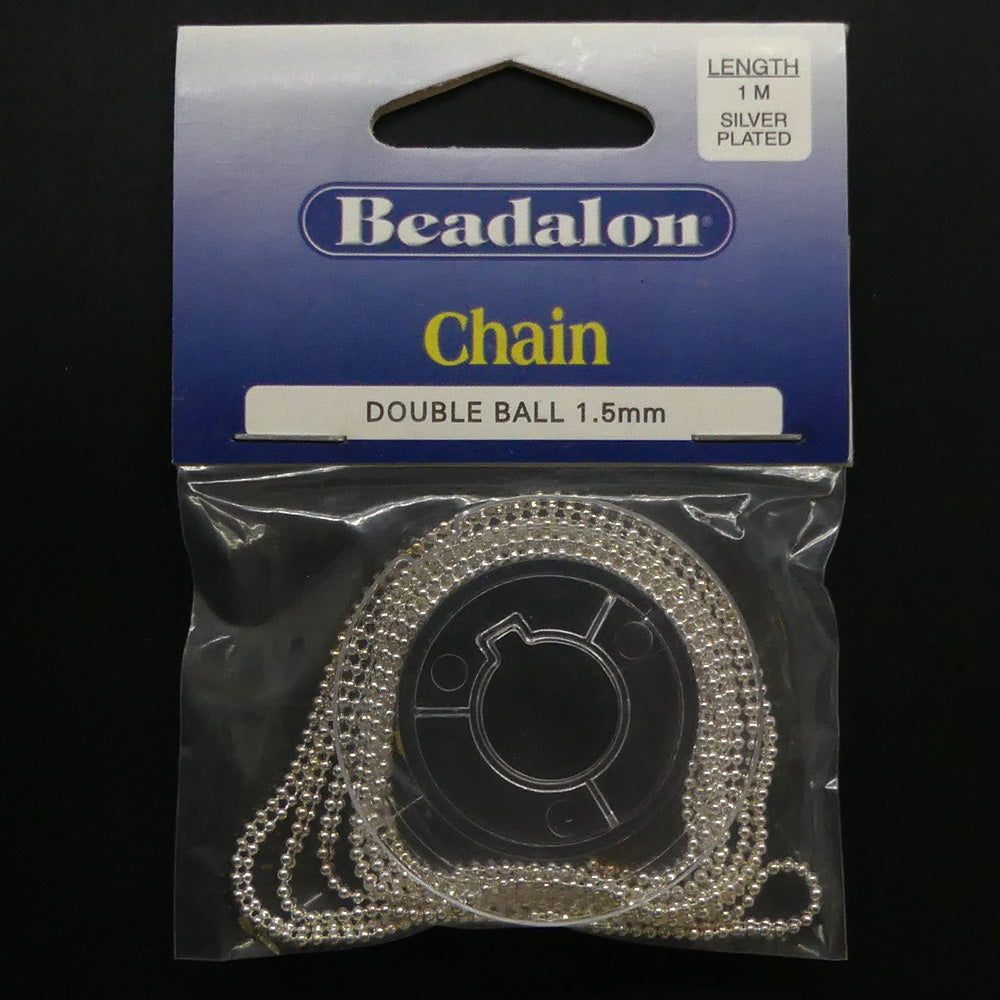 Chaîne Beadalon double perle argentée (diamètre 1.5 mm)