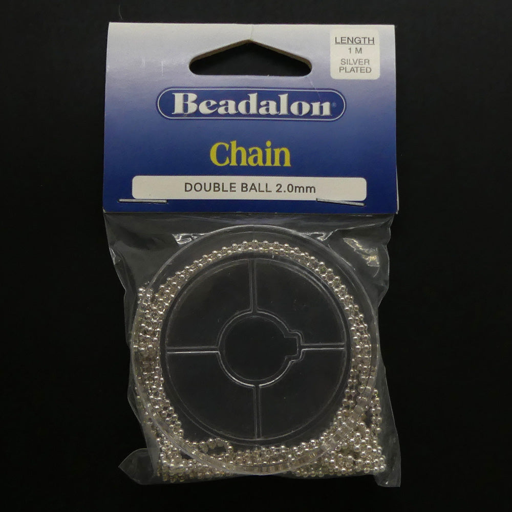 Chaîne Beadalon double perle argentée (diamètre 2 mm)