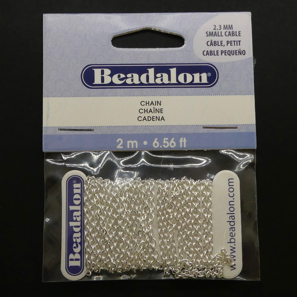 Chaîne Beadalon, petit cable, argentée (2 mètres)